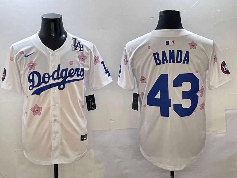 Men Los Angeles Dodgers 43 Banda White Sakura Edition 2025 Nike MLB Jersey style 8